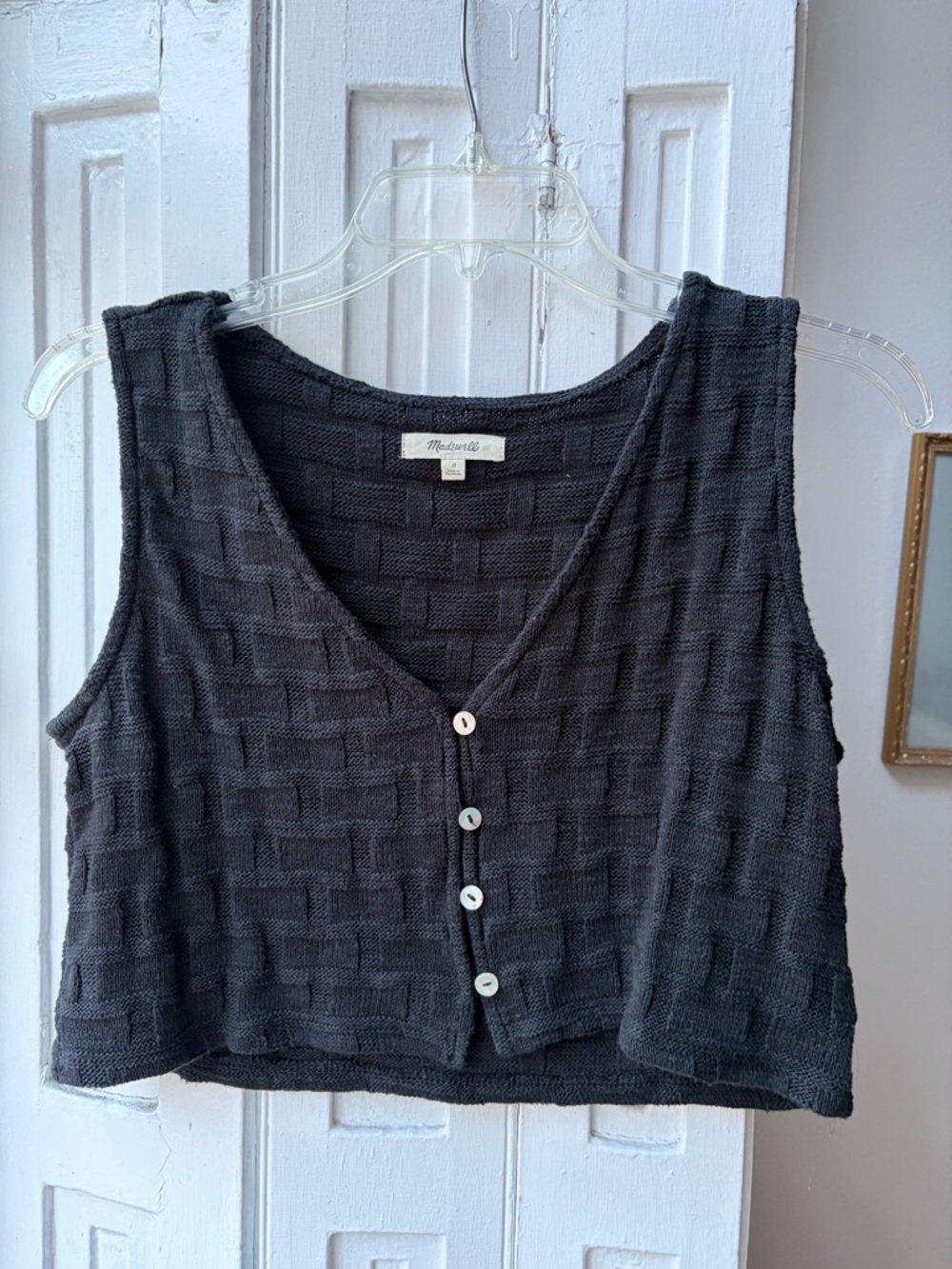 Madewell Black V-Neck Button Tank